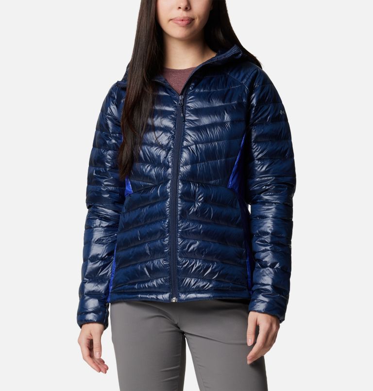 Women's Labyrinth Loop II Insulated Hooded Jacket, Color: Collegiate Navy, Clematis Blue, image 1