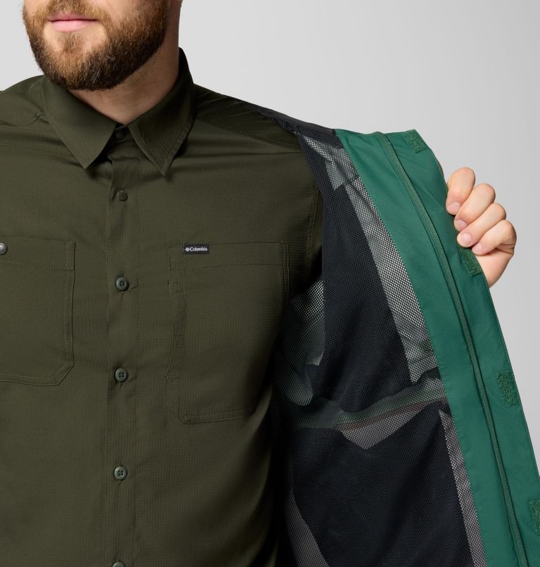 Men's Hikebound II Jacket, Color: Rain Forest, Black, image 6