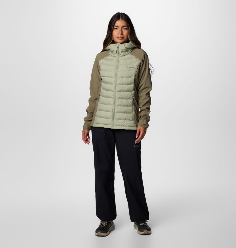 Women's Powder Lite II Hybrid Hooded Jacket, Color: Safari, Stone Green, image 3