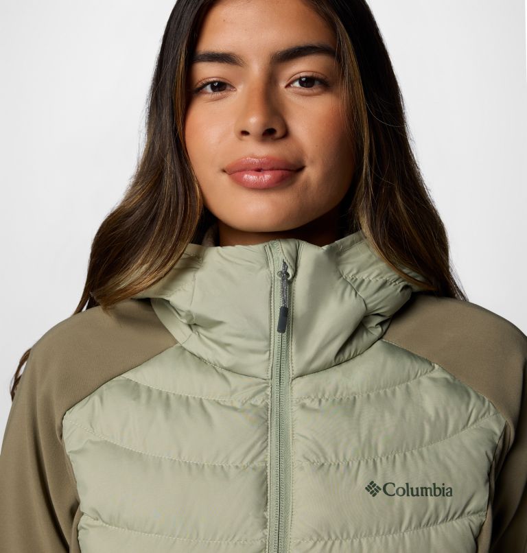 Women's Powder Lite II Hybrid Hooded Jacket, Color: Safari, Stone Green, image 5
