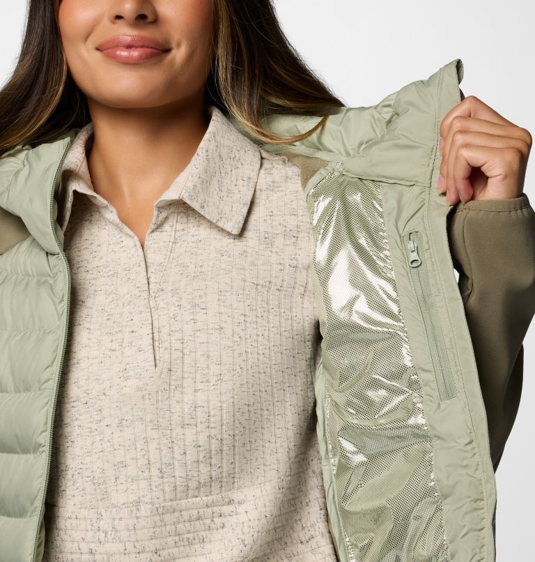 Women's Powder Lite II Hybrid Hooded Jacket, Color: Safari, Stone Green, image 6