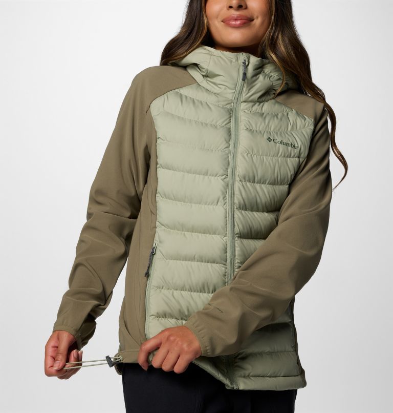 Women's Powder Lite II Hybrid Hooded Jacket, Color: Safari, Stone Green, image 7
