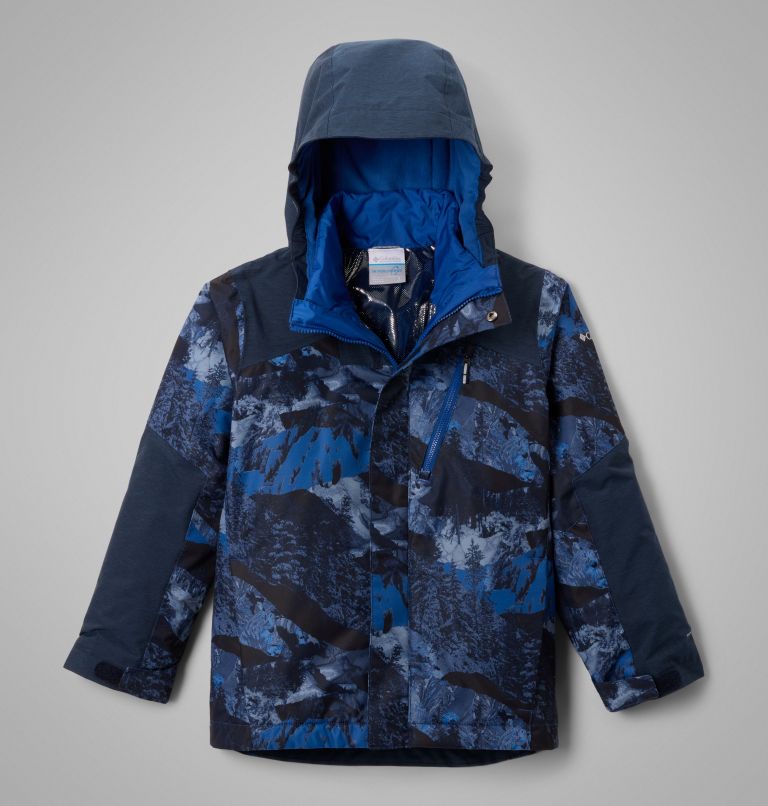 Boys' Whirlibird III Interchange Jacket, Color: Mountain Blue Cascades, Coll Navy, image 1