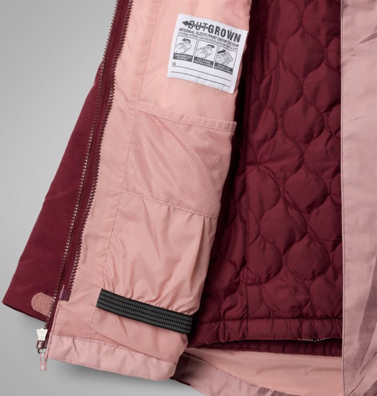 Girls' Whirlibird III Interchange Jacket, Color: Fig Snowflight Tonal, Rich Wine, image 3