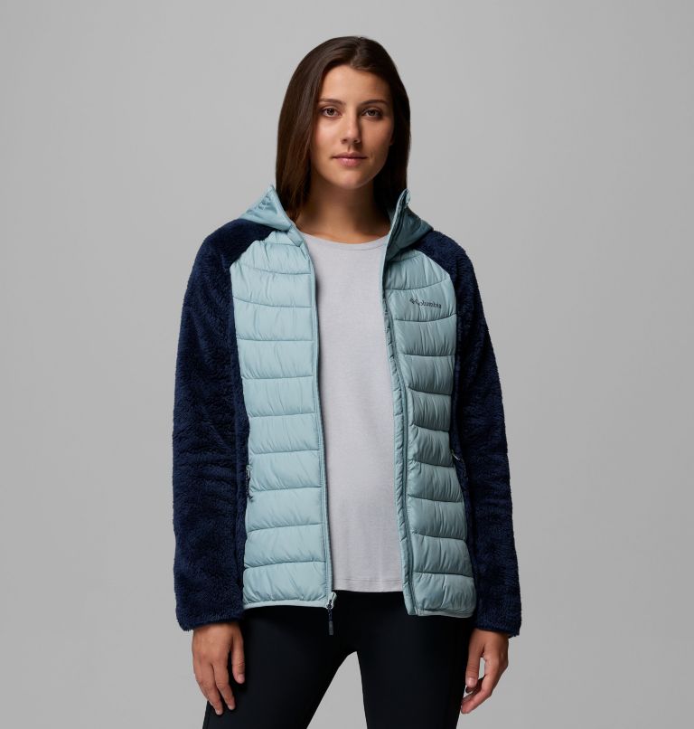 Women's Powder Lite II Sherpa Hybrid Fleece Jacket, Color: Collegiate Navy, Crushed Blue, image 5