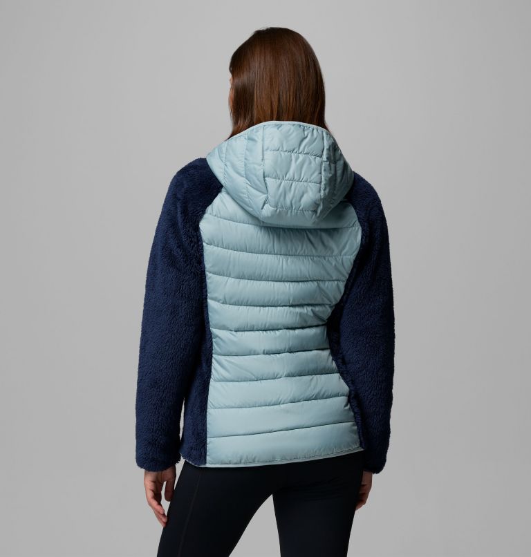 Women's Powder Lite II Sherpa Hybrid Fleece Jacket, Color: Collegiate Navy, Crushed Blue, image 3