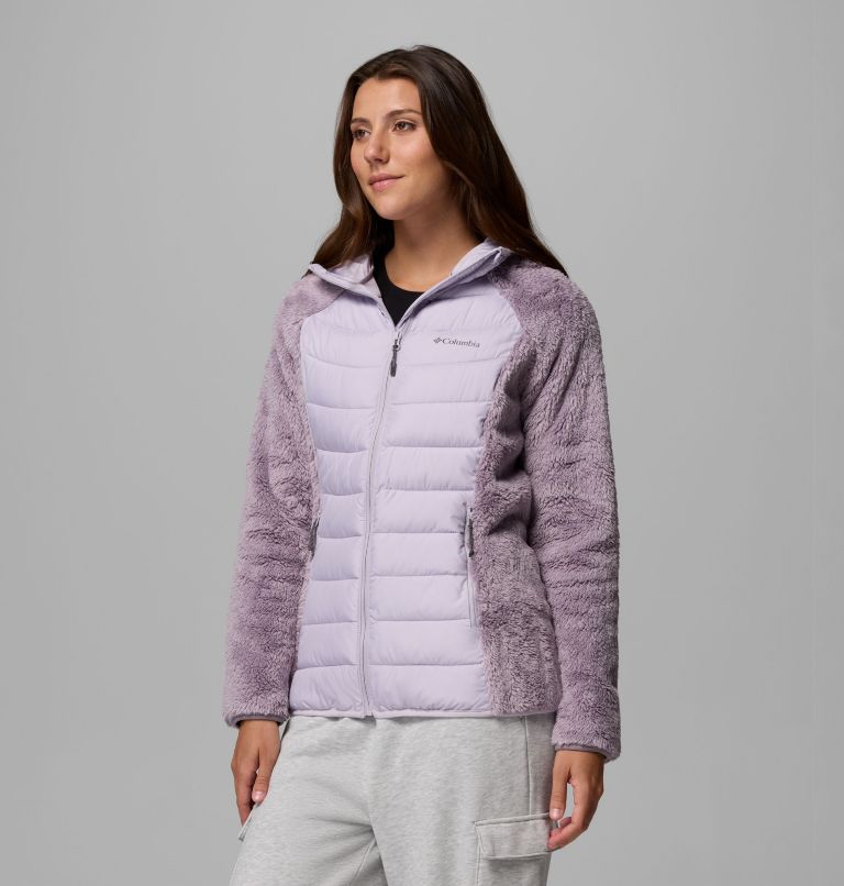 Women's Powder Lite II Sherpa Hybrid Fleece Jacket, Color: Shale Purple, Lavender Pearl, image 4