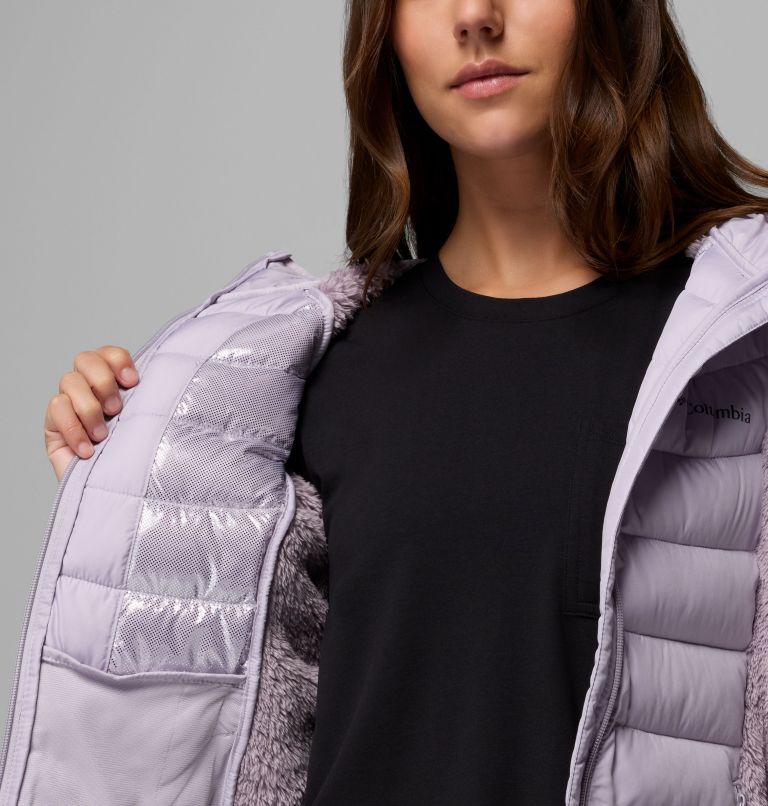 Women's Powder Lite II Sherpa Hybrid Fleece Jacket, Color: Shale Purple, Lavender Pearl, image 6