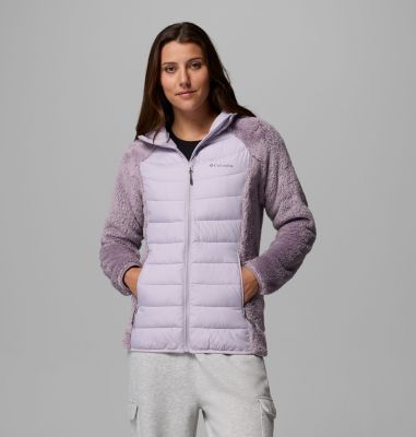 Women's Powder Lite II Sherpa Hybrid Fleece Jacket, Color: Shale Purple, Lavender Pearl, image 3