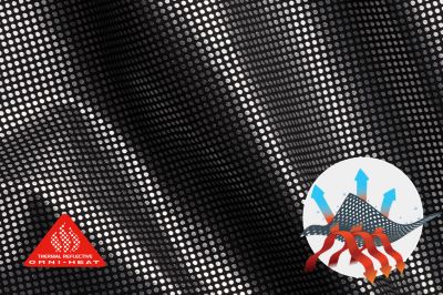 Silver lining Omni Heat texture with the Omni Heat tech badge in bottom left.