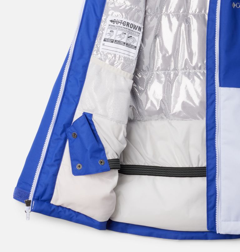 Girls' Alpine Action III Waterproof Ski Jacket, Color: Snowdrift Melange, Clematis Blue, image 3