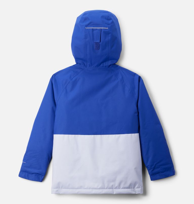 Girls' Alpine Action III Waterproof Ski Jacket, Color: Snowdrift Melange, Clematis Blue, image 2