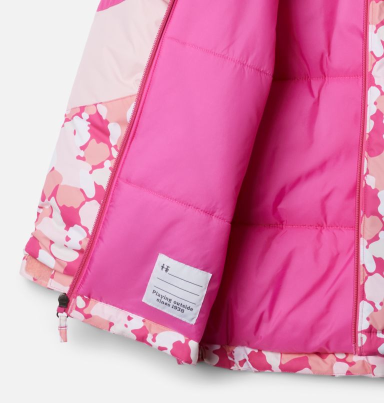Girls' Horizon Ride III Jacket, Color: Pink Ice Winterbloom, Satin Pink, image 3