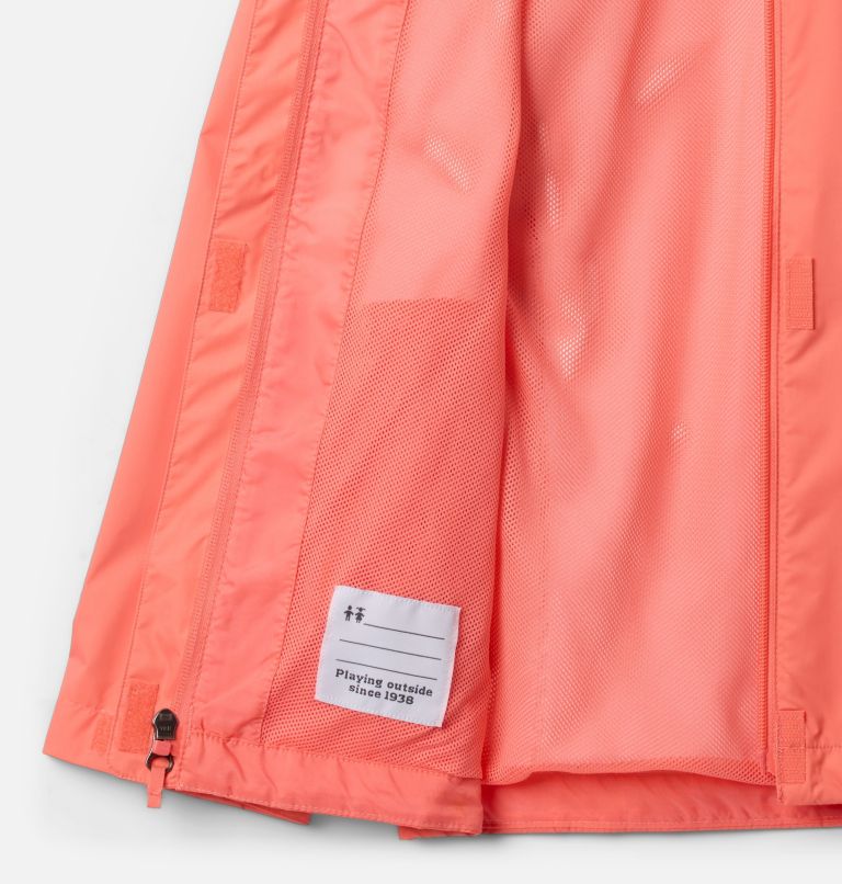 Girls' Arcadia Rain Jacket, Color: Hot Coral, image 3