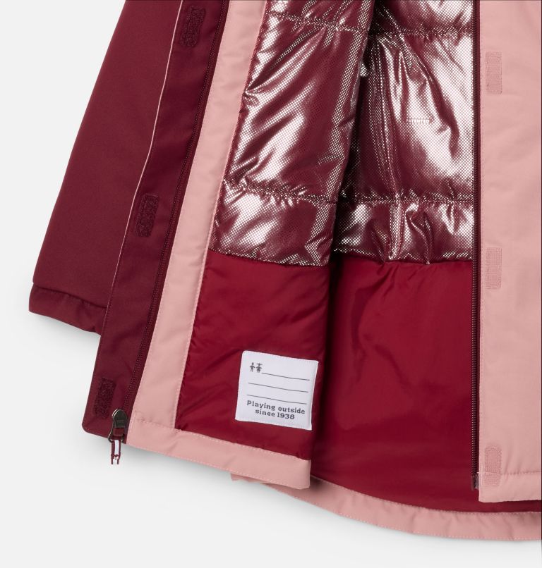 Girls' Hikebound II Long Insulated Jacket, Color: Eraser Pink, Rich Wine, image 3