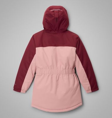 Girls' Hikebound II Long Insulated Jacket, Color: Eraser Pink, Rich Wine, image 4