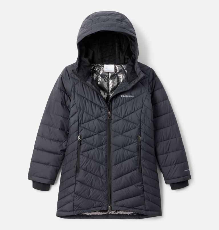 Girls' Heavenly II Hooded Long Jacket, Color: Black, image 1