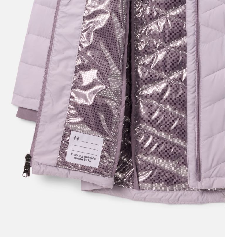 Girls' Heavenly II Hooded Long Jacket, Color: Lavender Pearl, image 3