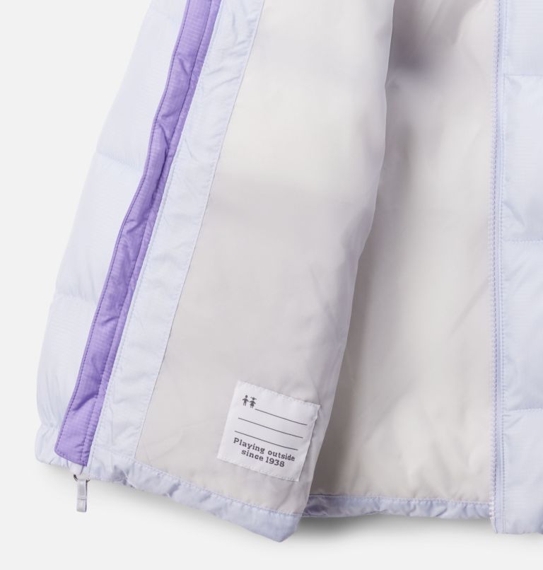 Kids' Puffect II Jacket, Color: Snowdrift, Paisley Purple, image 3