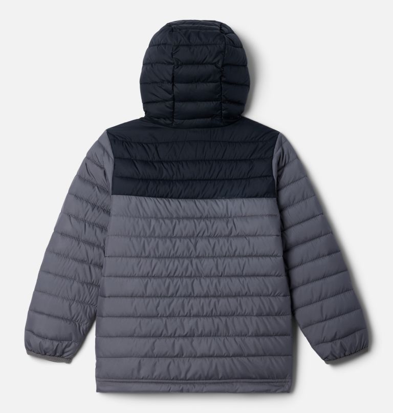 Boys' Powder Lite II Hooded Jacket, Color: City Grey, Black, image 2