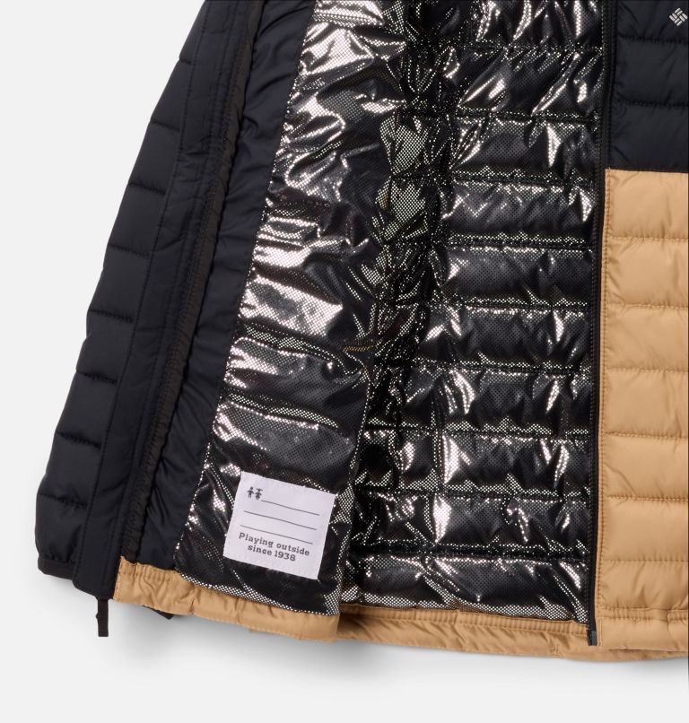 Boys' Powder Lite II Hooded Jacket, Color: Canoe, Black, image 3