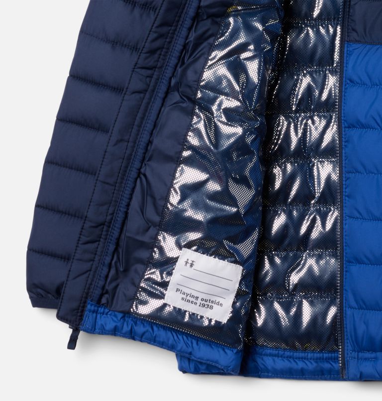 Boys' Powder Lite II Hooded Jacket, Color: Mountain Blue, Collegiate Navy, image 3