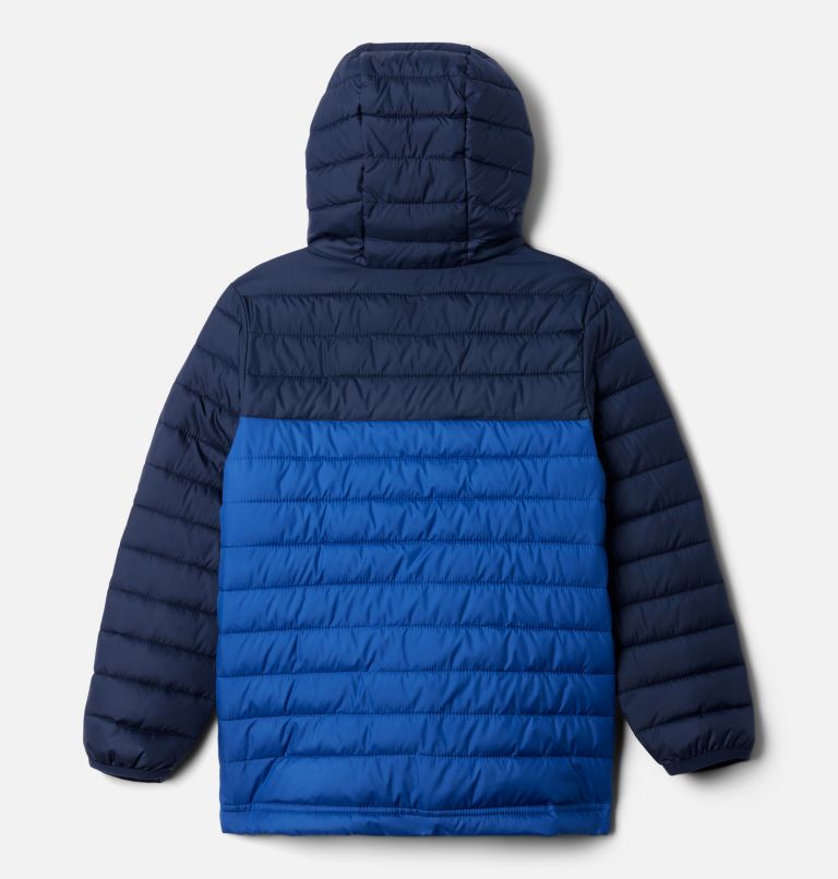 Boys' Powder Lite II Hooded Jacket, Color: Mountain Blue, Collegiate Navy, image 2