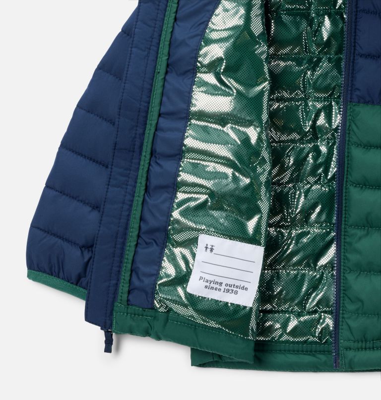 Boys' Toddler Powder Lite II Hooded Jacket, Color: Rain Forest, Collegiate Navy, image 3