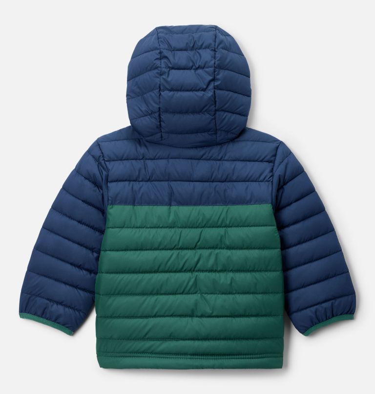 Boys' Toddler Powder Lite II Hooded Jacket, Color: Rain Forest, Collegiate Navy, image 2