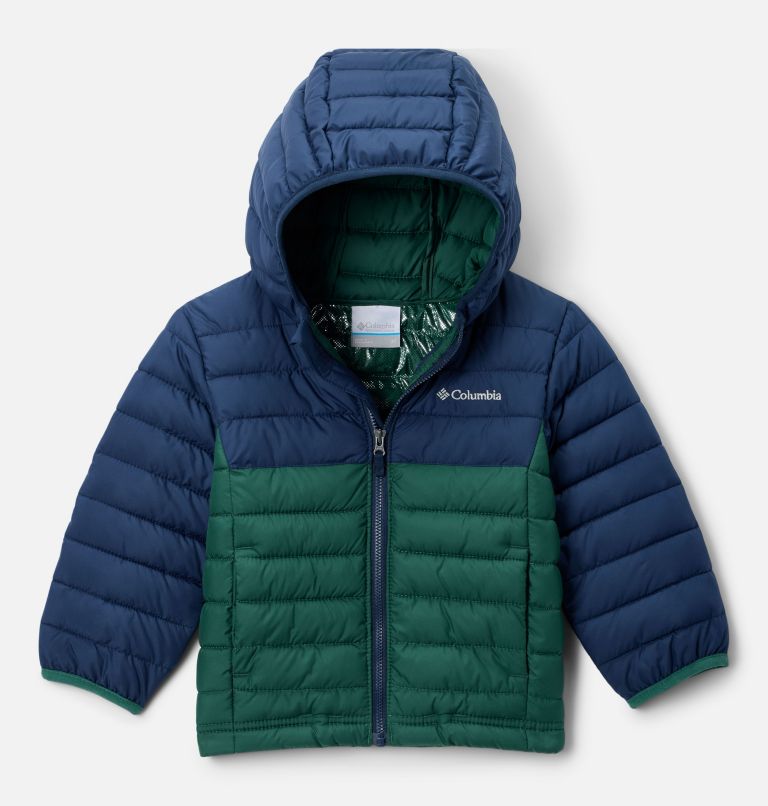 Boys' Toddler Powder Lite II Hooded Jacket, Color: Rain Forest, Collegiate Navy, image 1