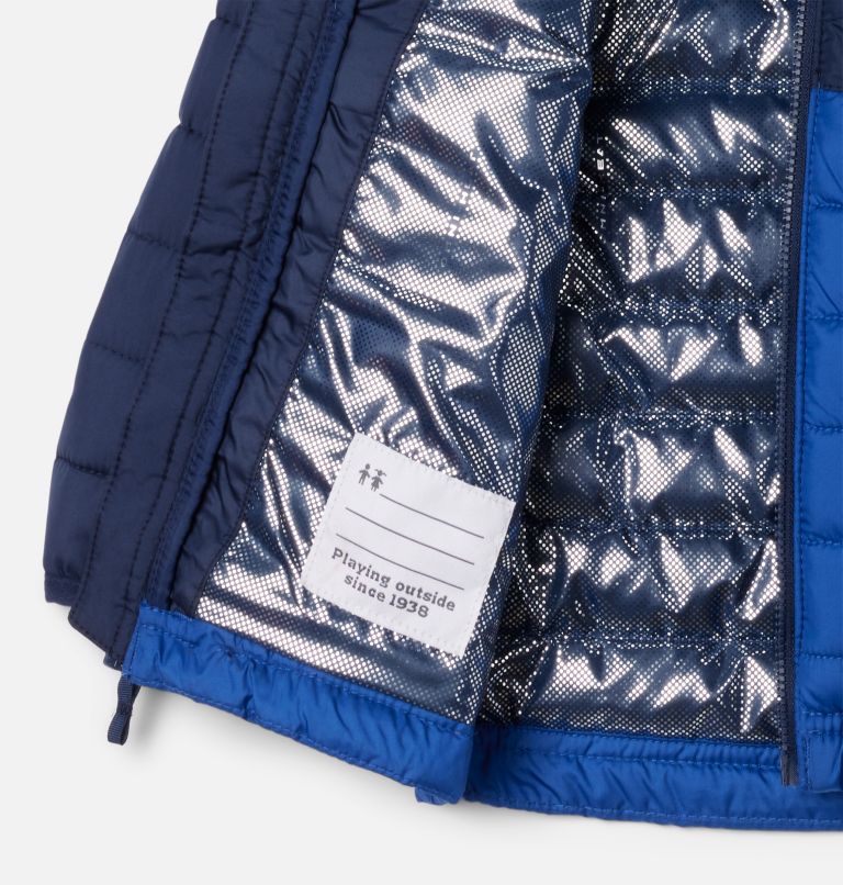 Boys' Toddler Powder Lite II Hooded Jacket, Color: Mountain Blue, Collegiate Navy, image 3