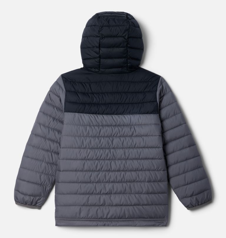 Boy's Powder Lite II Hooded Insulated Jacket, Color: City Grey, Black, image 2