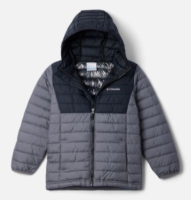 Chaqueta aislante con capucha Powder Lite II para niño, Color: City Grey, Black, image 1