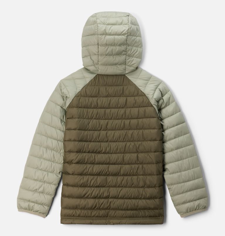 Girls' Powder Lite II Hooded Jacket, Color: Stone Green, Safari, image 2