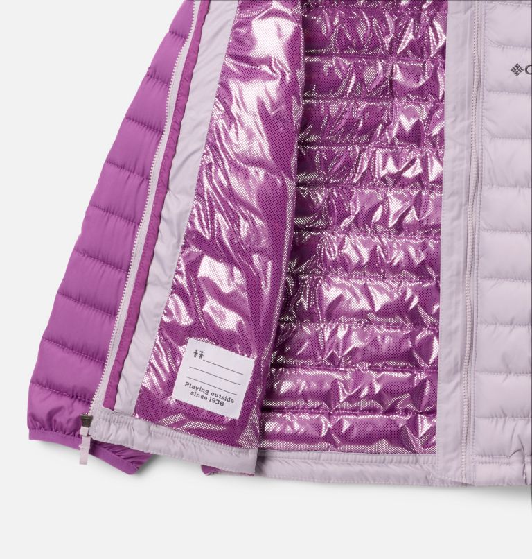 Girls' Powder Lite II Hooded Jacket, Color: Lavender Pearl, Razzle, image 3