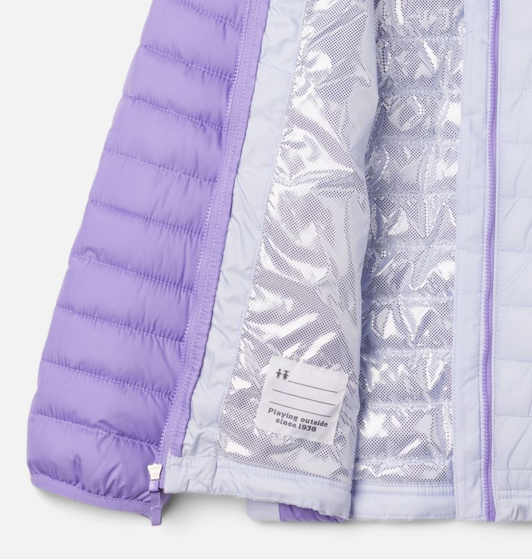 Manteau à capuchon Powder Lite II pour filles, Color: Snowdrift, Paisley Purple, image 3