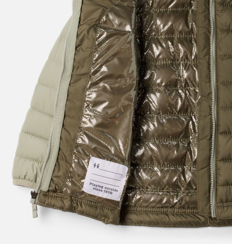 Girls' Toddler Powder Lite II Hooded Jacket, Color: Stone Green, Safari, image 3