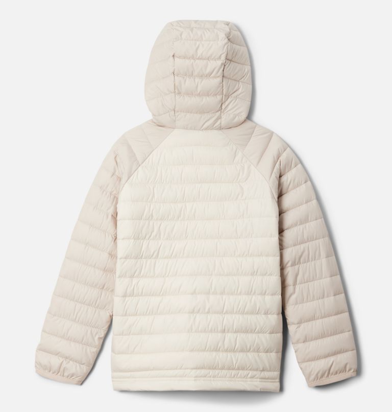 Girl's Powder Lite II Hooded Insulated Jacket, Color: Chalk, Dark Stone, image 2