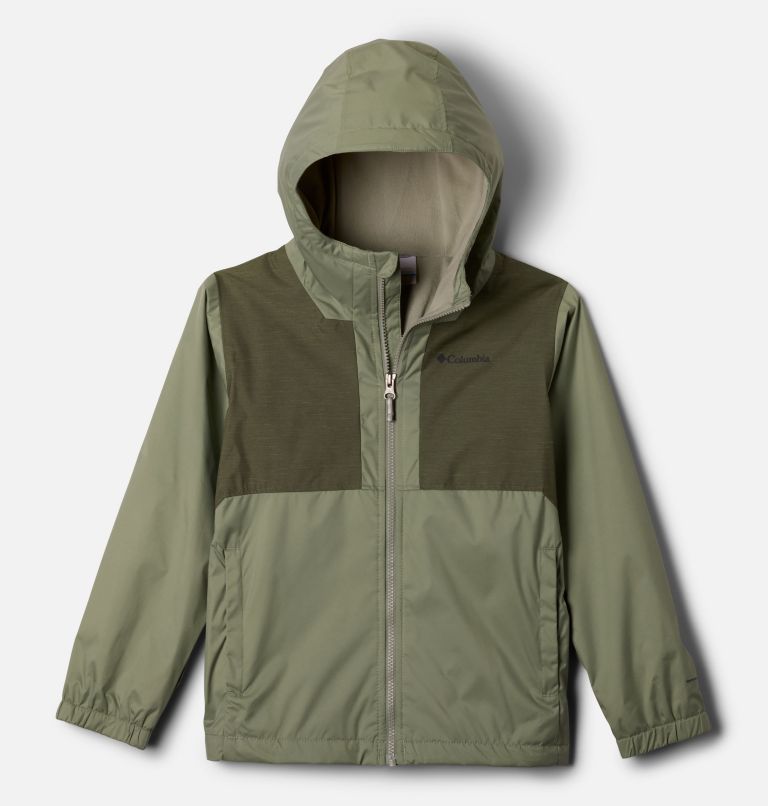 Boys' Rainy Trails II Fleece Lined Jacket, Color: Safari, Stone Green Slub, image 1