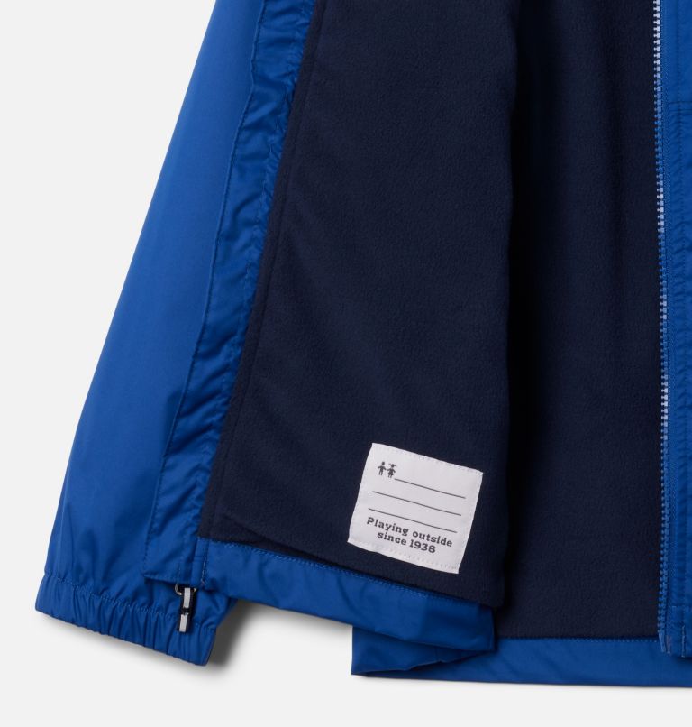 Boy's Rainy Trails II Fleece Lined Waterproof Jacket, Color: Mountain Blue, Collegiate Navy Slub, image 3