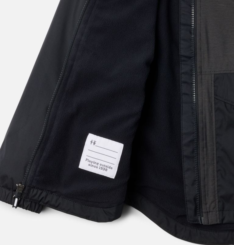 Girl's Rainy Trails III Fleece Lined Waterproof Jacket, Color: Black, image 3
