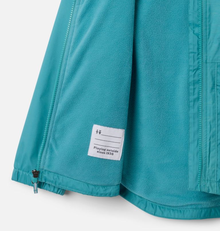 Girls' Rainy Trails II Fleece Lined Jacket, Color: Teal, image 3