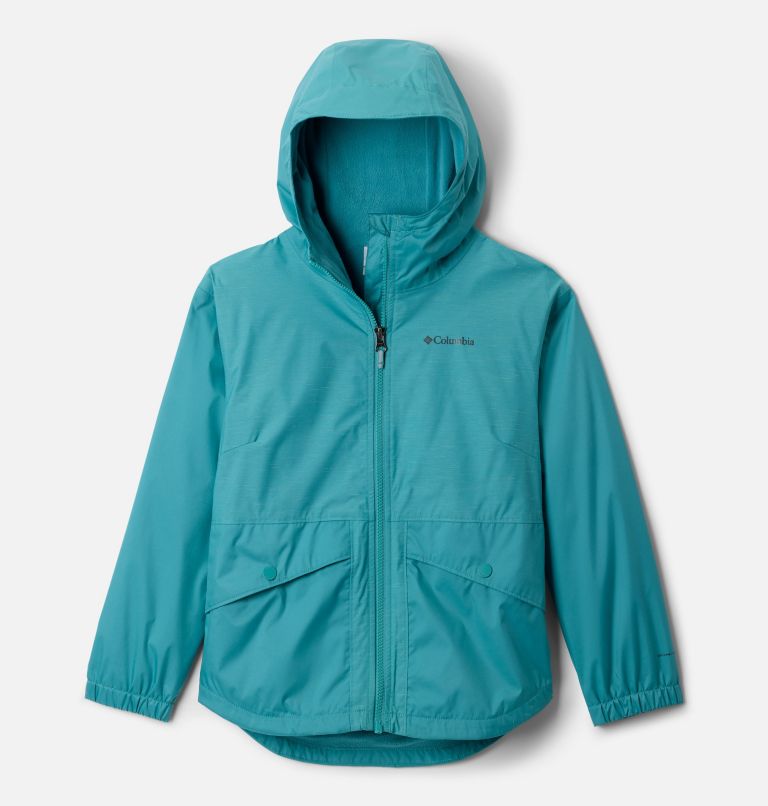 Girls' Rainy Trails II Fleece Lined Jacket, Color: Teal, image 1
