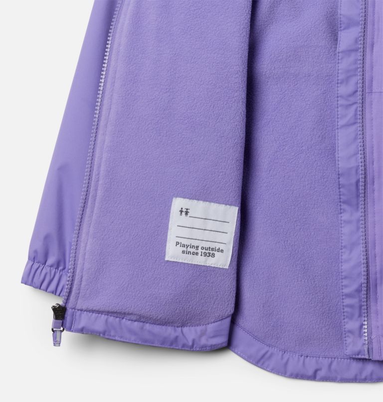 Girl's Rainy Trails III Fleece Lined Waterproof Jacket, Color: Paisley Purple, image 3