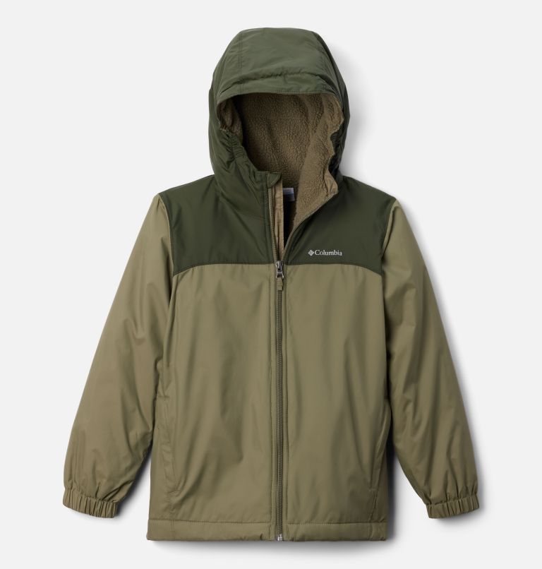 Boys' Glennaker II Sherpa Lined Jacket, Color: Stone Green, Greenscape, image 1