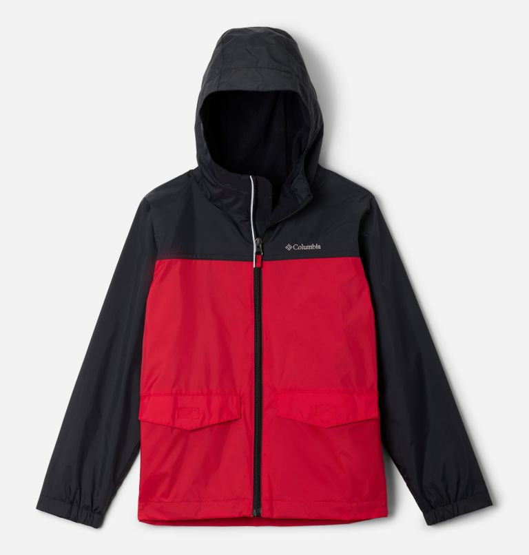 Boys' Rain-Zilla II Jacket, Color: Black, Mountain Red, image 1