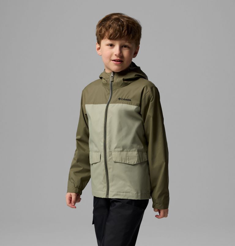 Boys' Rain-Zilla II Jacket, Color: Stone Green, Safari, image 3
