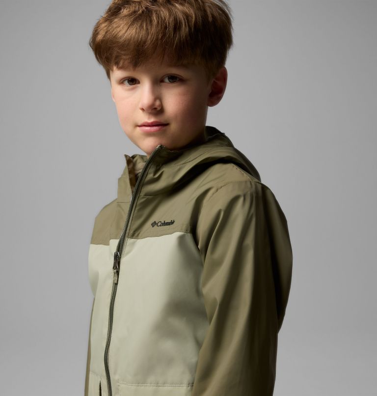 Boys' Rain-Zilla II Jacket, Color: Stone Green, Safari, image 4