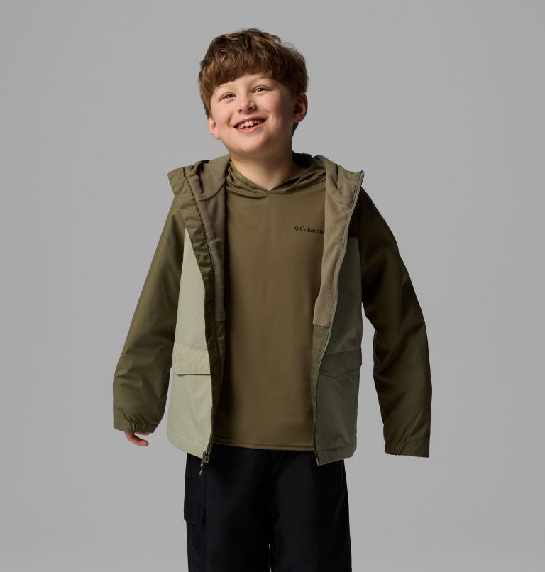 Boys' Rain-Zilla II Jacket, Color: Stone Green, Safari, image 5