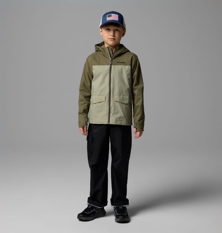 Boys' Rain-Zilla II Jacket, Color: Stone Green, Safari, image 6